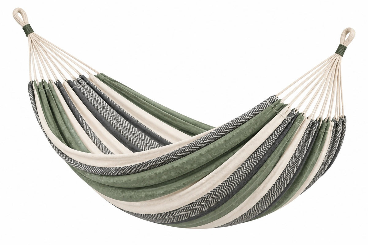 Amaca sospesa 200 x 150 cm in cotone verde avorio grigio stile boho per giardino
