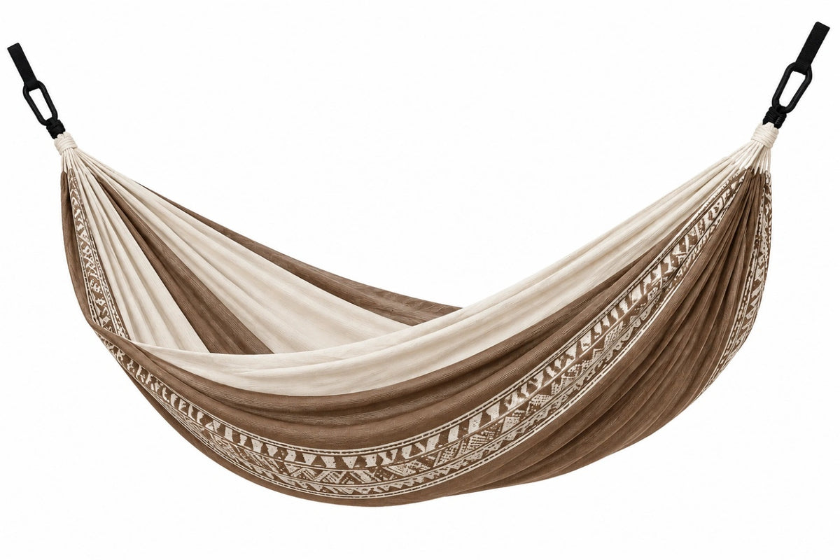 Amaca in tessuto 300 x 150 cm beige/marrone con sospensione stile bohémien