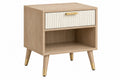 Comodino 45 x 40 x 60 cm in legno chiaro e bianco con cassetto stile moderno
