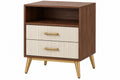 Comodino 55 x 40 x 65 cm in pannelli effetto noce avorio con 2 cassetti stile moderno