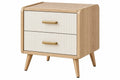 Comodino 50 x 40 x 60 cm in legno naturale e bianco con 2 cassetti stile moderno