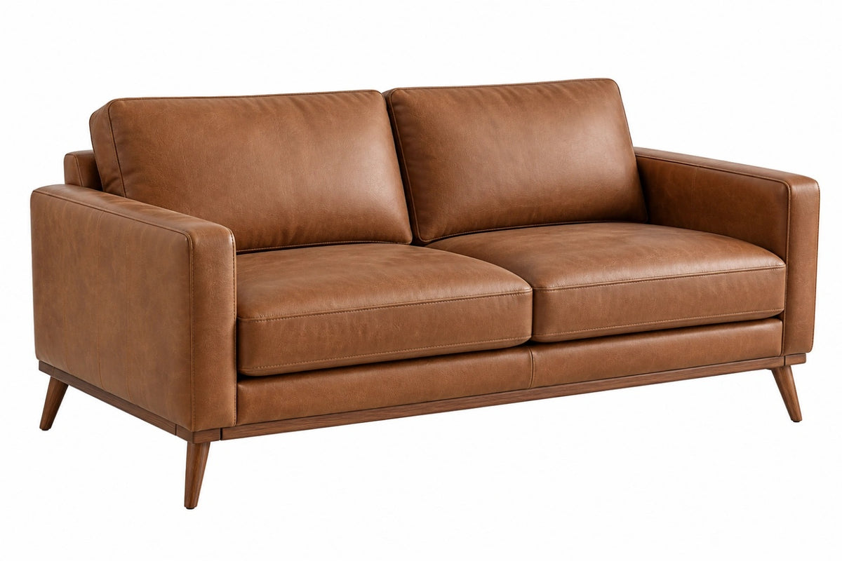 Divano 2 posti 170 x 90 x 85 cm in similpelle marrone stile moderno
