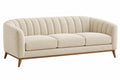 Divano 3 posti 220 x 90 cm in tessuto bouclé beige con schienale scanalato
