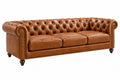 Divano 3 posti 225 x 95 x 78 cm in pelle marrone stile Chesterfield