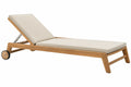 Lettino prendisole 200 x 70 x 90 cm in legno naturale e tessuto beige con schienale reclinabile