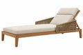 Lettino prendisole 200 x 80 x 85 cm in legno e corda beige con schienale reclinabile