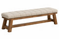 Panca 180 x 40 x 46 cm in legno marrone con seduta imbottita beige stile rustico