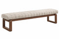 Panca imbottita 160 cm in tessuto bouclé beige con struttura in legno finitura noce - stile moderno