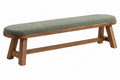 Panca imbottita 160 x 40 x 46 cm in legno marrone e tessuto bouclé verde stile rustico