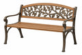 Panca da giardino 125 x 65 x 90 cm in metallo e legno marrone con schienale decorativo