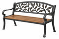 Panca da giardino 122 x 62 x 90 cm in metallo e legno marrone/nero con schienale decorativo