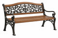 Panca da giardino 150 x 60 x 90 cm in legno e metallo marrone nero con schienale decorativo