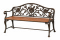 Panca da giardino 125 x 60 x 90 cm in ferro e legno marrone stile floreale