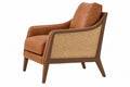 Poltrona 76 x 80 x 84 cm in effetto pelle marrone e legno con rattan stile mid century
