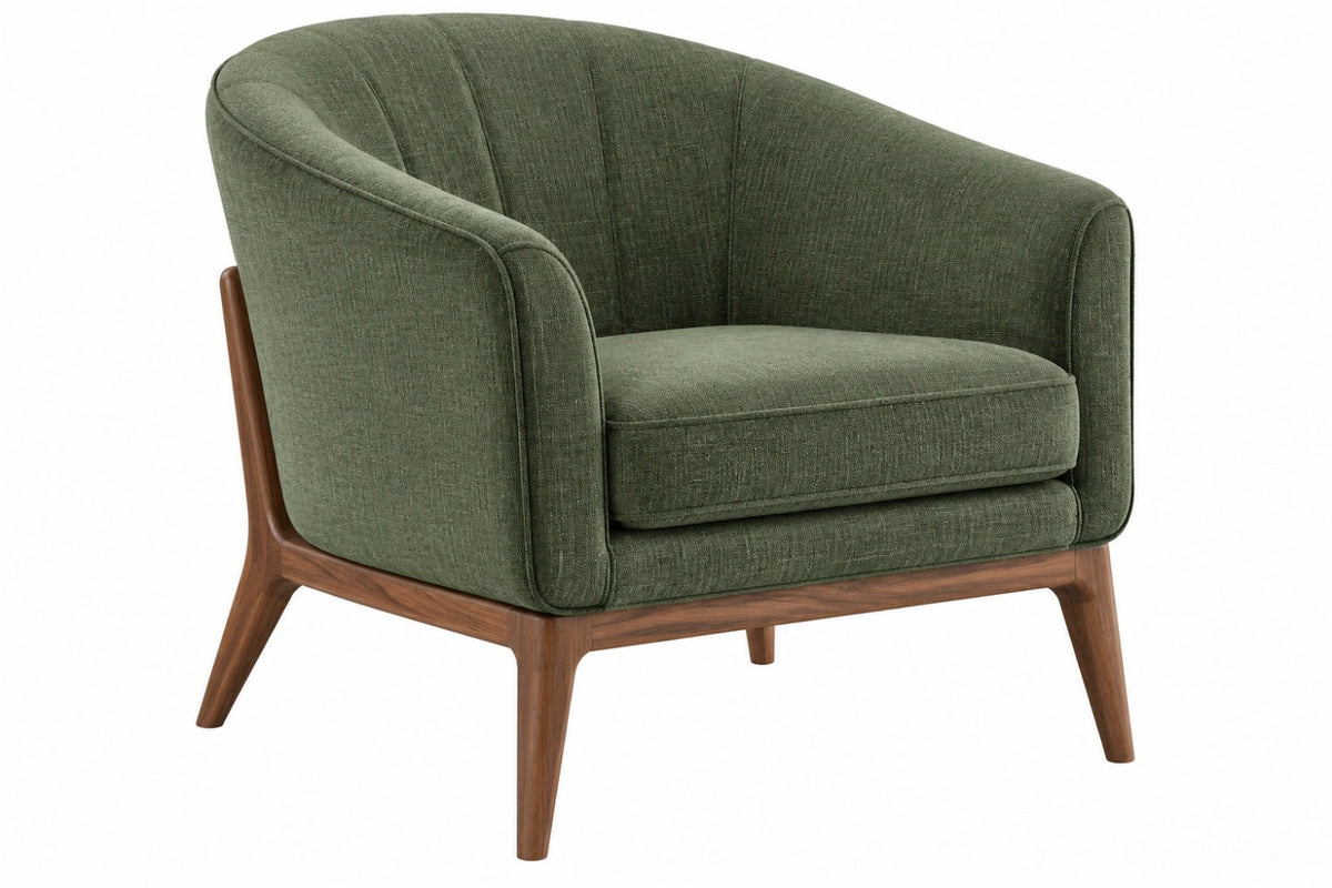Poltrona 78 x 76 x 80 cm in tessuto verde con struttura in legno - stile moderno