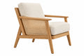 Poltrona 75 x 80 x 82 cm in legno naturale e rattan con rivestimento beige - stile moderno