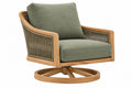 Poltrona da giardino 82 x 85 x 88 cm in legno e corda verde oliva girevole stile contemporaneo