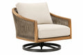 Poltrona da esterno 80 x 82 x 85 cm in legno e corda beige con base girevole