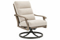 Poltrona reclinabile girevole 76 x 88 x 102 cm in tessuto bouclé beige con struttura in legno
