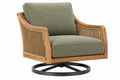 Poltrona girevole 76 x 82 x 88 cm in legno corda e tessuto verde oliva