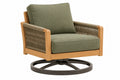 Poltrona girevole 85 x 80 x 90 cm in legno verde con corda intrecciata per soggiorno e terrazza