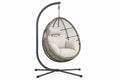 Poltrona sospesa da giardino 105 x 105 x 195 cm in rattan sintetico grigio con supporto in acciaio