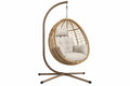 Poltrona sospesa 105 x 105 x 195 cm in rattan sintetico marrone con supporto in metallo per interni
