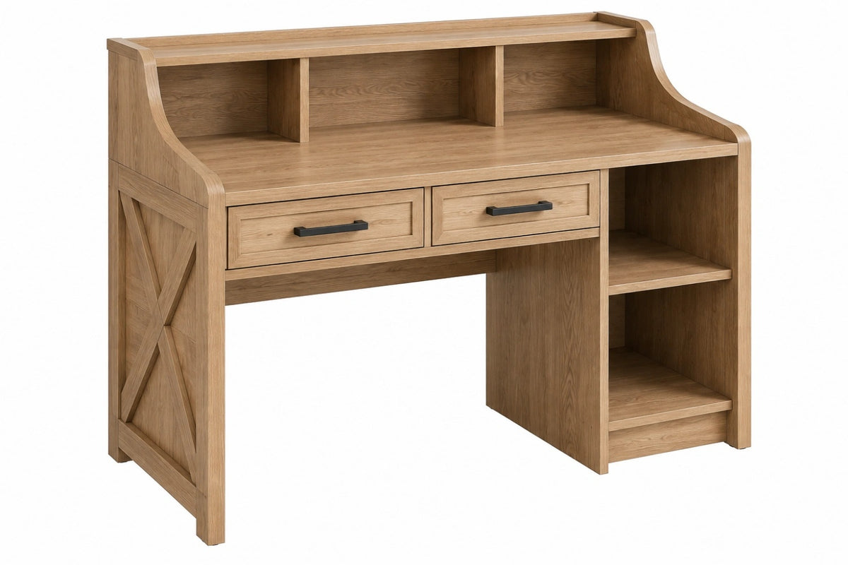 Scrivania con libreria 120 x 60 x 110 cm in legno marrone stile rustico