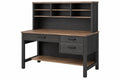 Scrivania con scaffale 150 x 70 x 180 cm in legno nero e marrone stile industriale