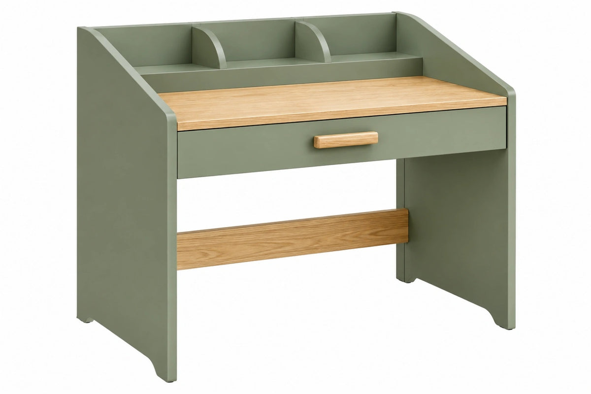 Scrivania per bambini 90 x 50 x 100 cm in legno verde con cassetto e ripiani