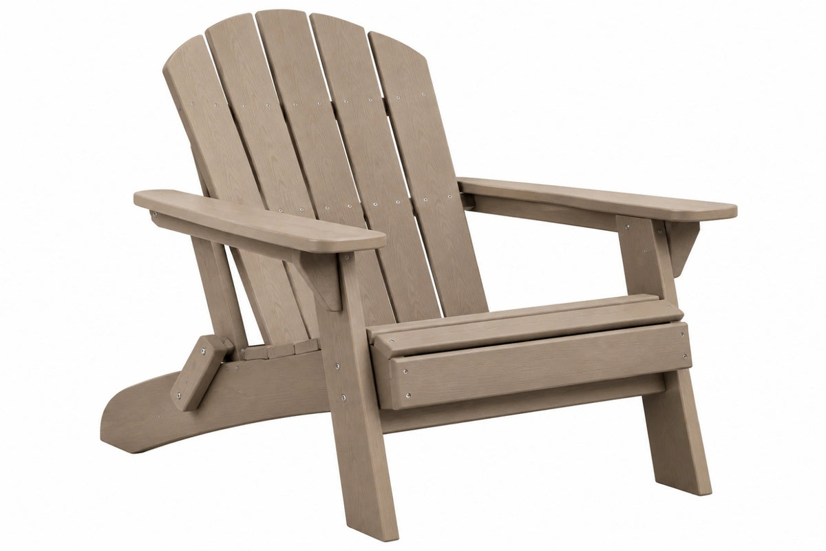 Sedia Adirondack da giardino 83 x 80 x 97 cm in materiale sintetico effetto legno tortora con braccioli