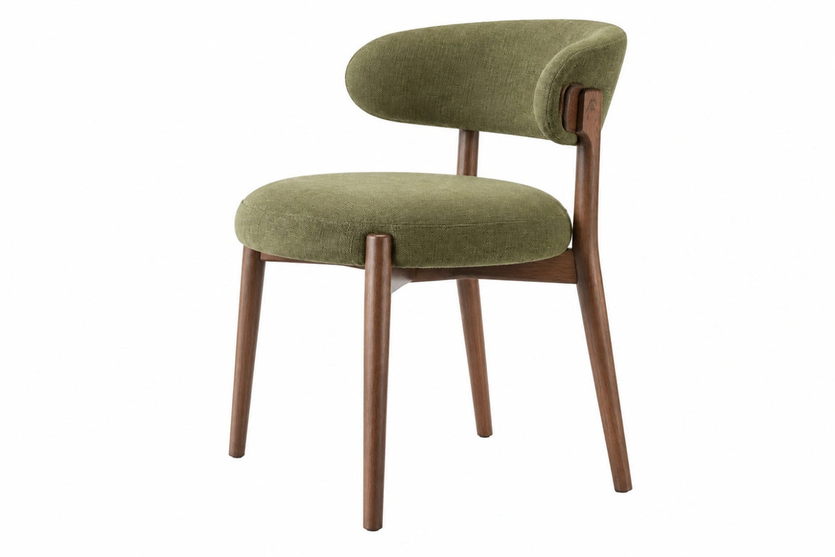 Sedia imbottita 55 x 60 x 80 cm in tessuto verde e legno stile moderno