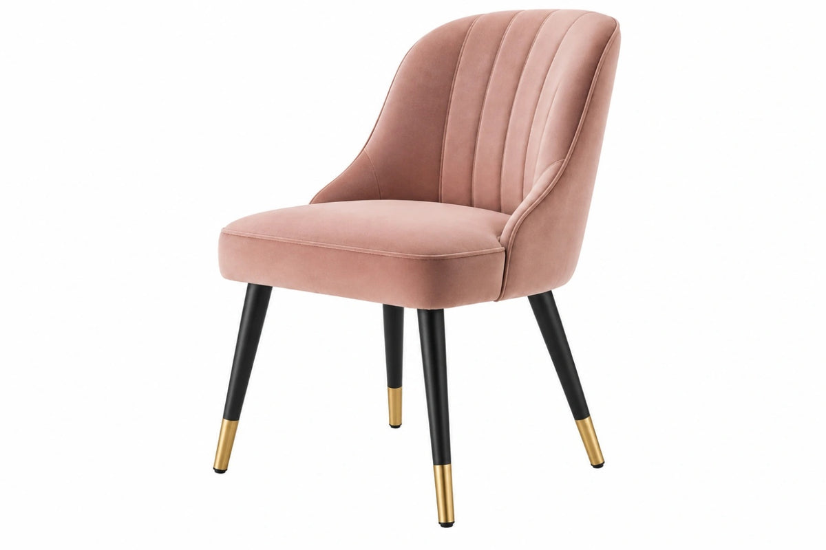 Sedia imbottita 58 x 62 x 84 cm in tessuto rosa con gambe in metallo stile moderno
