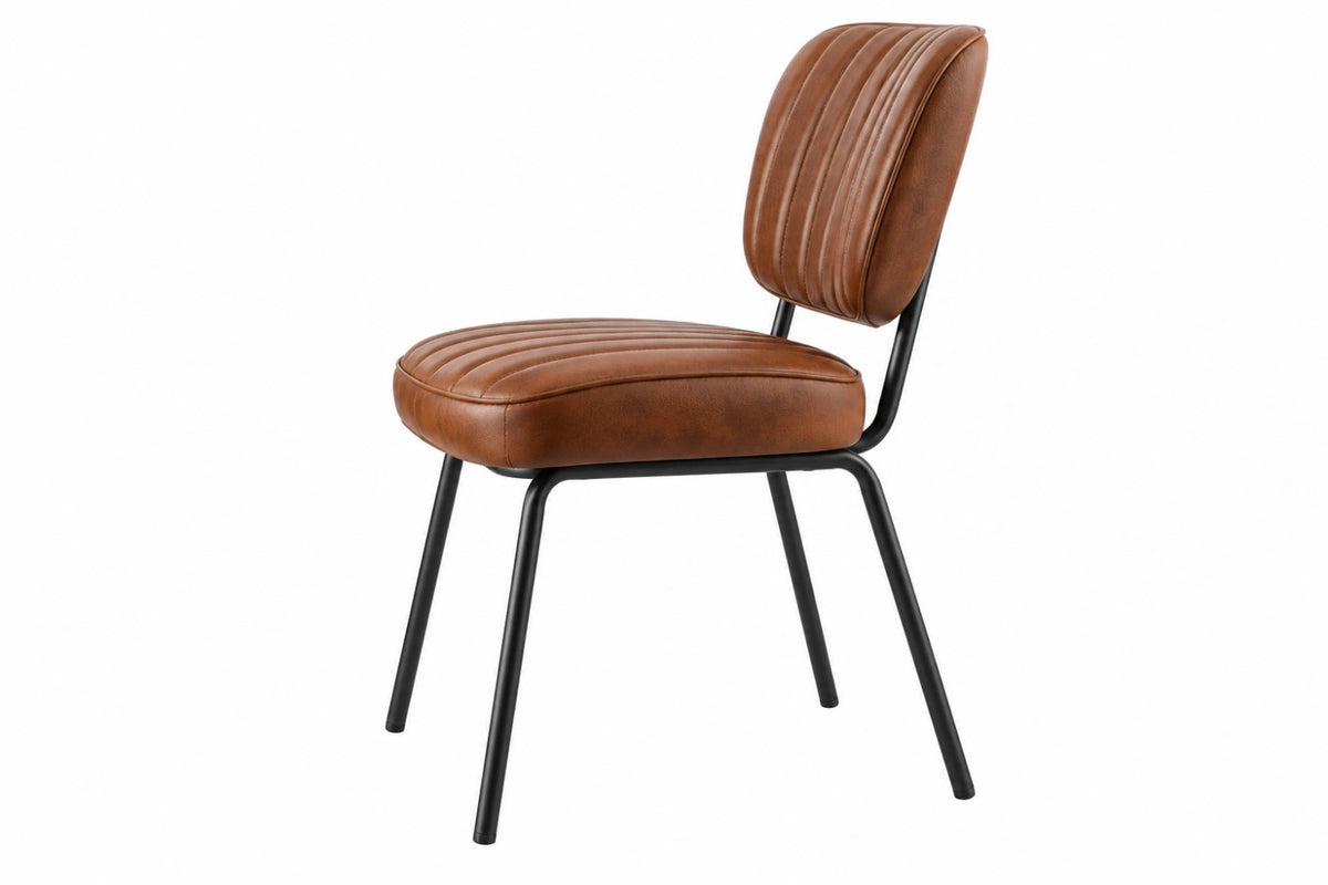 Sedia da pranzo 50 x 55 x 83 cm effetto pelle marrone con struttura in metallo nero