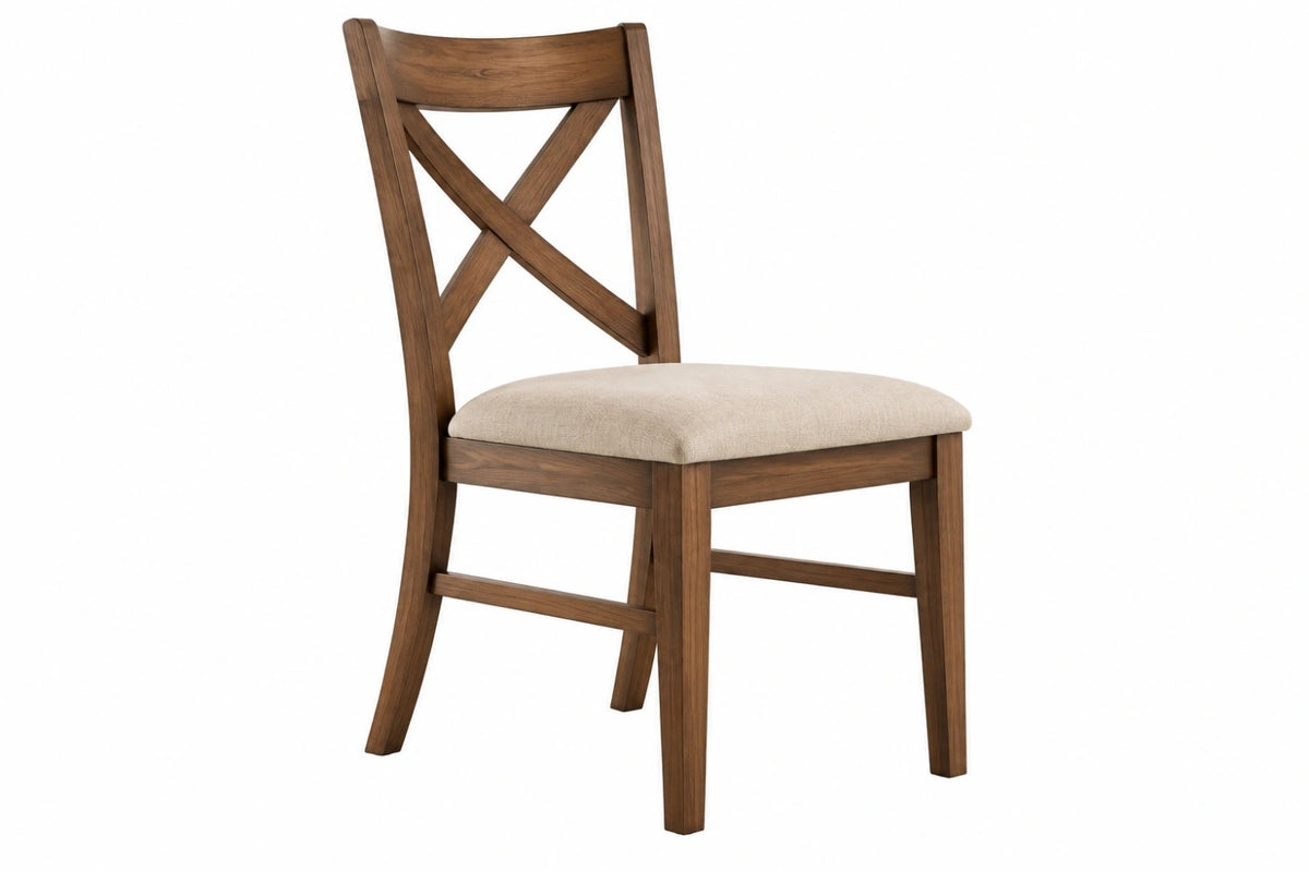 Sedia da pranzo 45 x 55 x 95 cm in legno marrone con seduta imbottita beige stile rustico