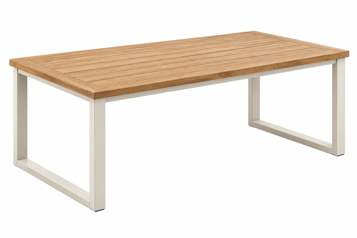 Tavolo da giardino 200 x 100 x 75 cm in legno e metallo naturale/bianco - stile moderno