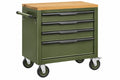Carrello portautensili 77 x 46 x 94 cm in acciaio verde con piano in legno e 4 cassetti