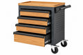 Carrello portautensili 75 x 45 x 95 cm in acciaio nero e legno con 4 cassetti e ruote
